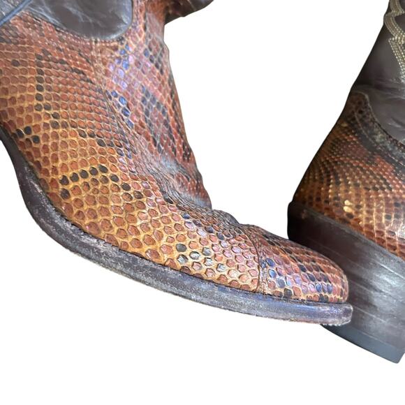 Justin Cowboy Boots Women's Size 7.5 Brown Snake Skin - Picture 5 of 11